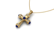 Diamond Sapphire Cross Pendant