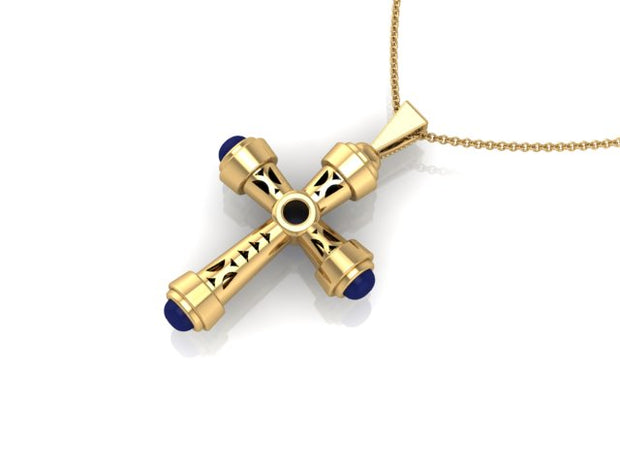 Diamond Sapphire Cross Pendant