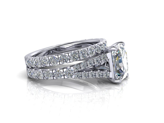 Izabella Split Shank Emerald Cut Engagement Ring (1.57cttw.)