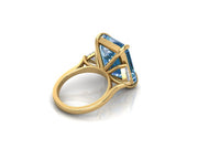 Sea Blue Topaz & Diamond Three Stone Ring (15.58cttw.)