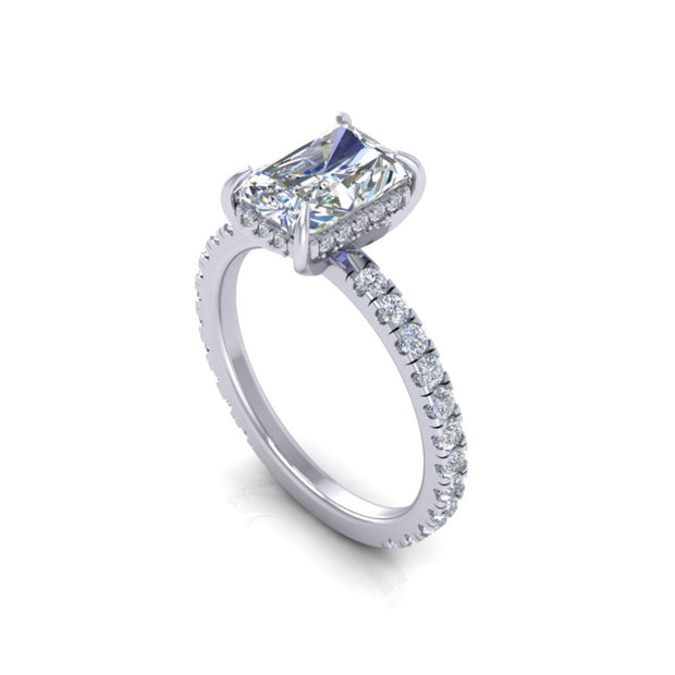 Charlotte Radiant Diamond Hidden-Halo Engagement Ring (2.90cttw.)