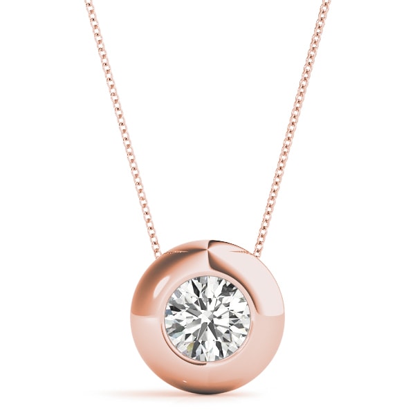 14K Rose Gold 1 ct tw Solitaire Diamond Pendant