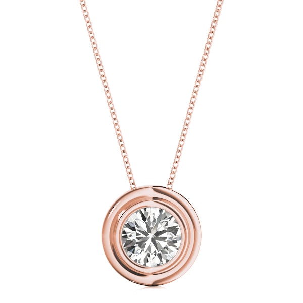 18K Rose Gold 1 ct tw Solitaire Diamond Pendant