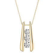14K Yellow Gold 1 ct tw Three Stone Diamond Pendant
