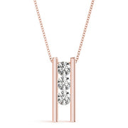 18K Rose Gold 1 ct tw Three Stone Diamond Pendant