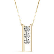 14K Yellow Gold 1 ct tw Three Stone Diamond Pendant