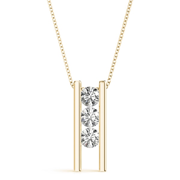 14K Yellow Gold 1 ct tw Three Stone Diamond Pendant