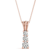 14K Rose Gold 1 ct tw Three Stone Diamond Pendant