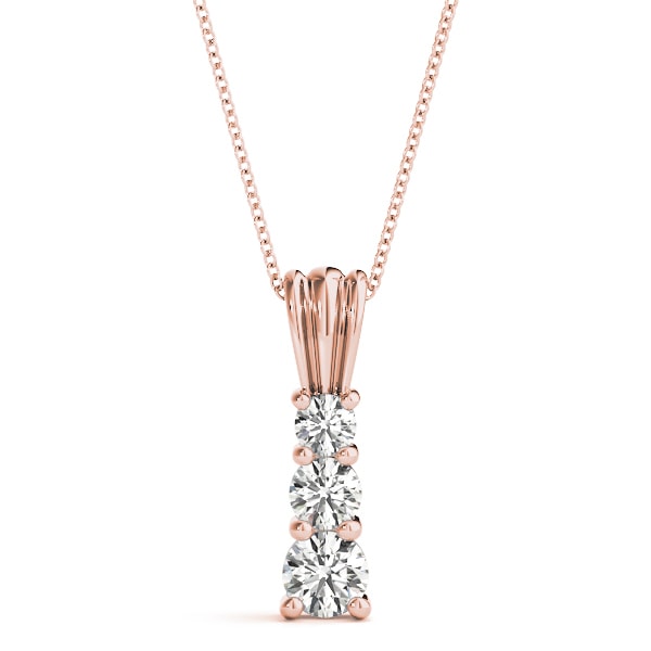 18K Rose Gold 1 ct tw Three Stone Diamond Pendant