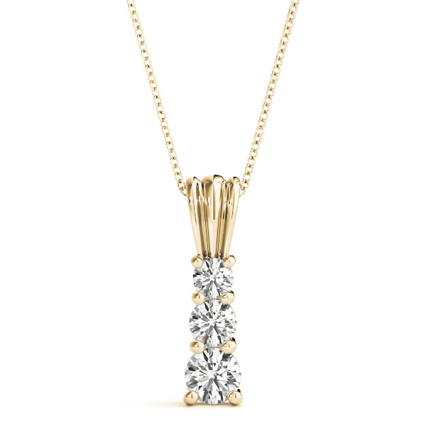 18K Yellow Gold 1 ct tw Three Stone Diamond Pendant