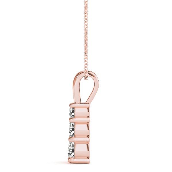 14K Rose Gold 1 ct tw Three Stone Diamond Pendant