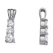 18K White Gold 1 ct tw Three Stone Diamond Pendant