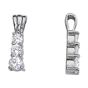 18K White Gold 1 ct tw Three Stone Diamond Pendant