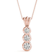 18K Rose Gold 1/2 ct tw Three Stone Diamond Pendant