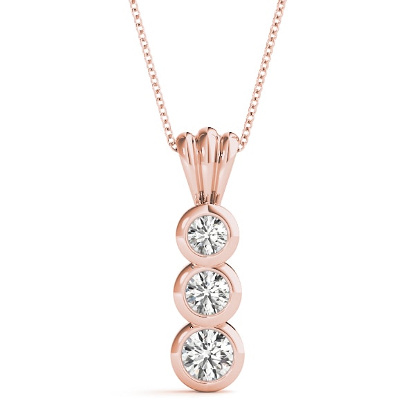 18K Rose Gold 1/2 ct tw Three Stone Diamond Pendant
