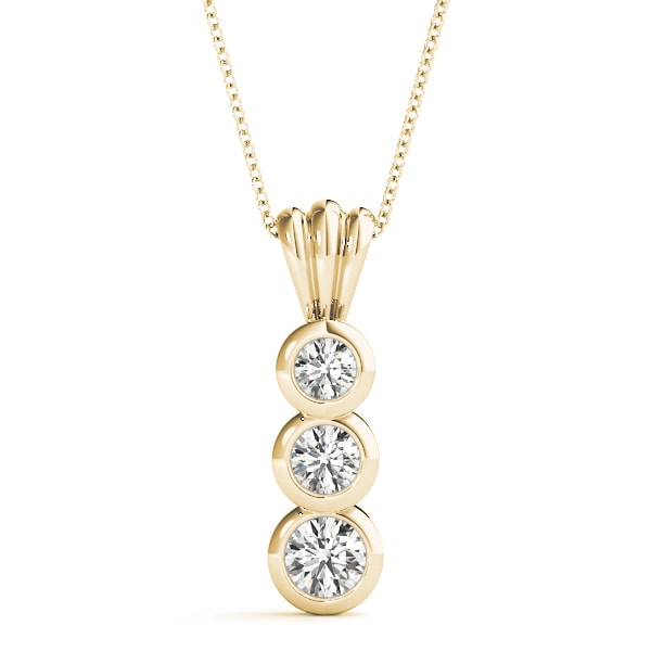 14K Yellow Gold 1/2 ct tw Three Stone Diamond Pendant