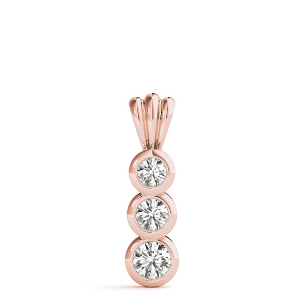 14K Rose Gold 1/2 ct tw Three Stone Diamond Pendant