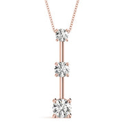 18K Rose Gold 1 ct tw Three Stone Diamond Pendant