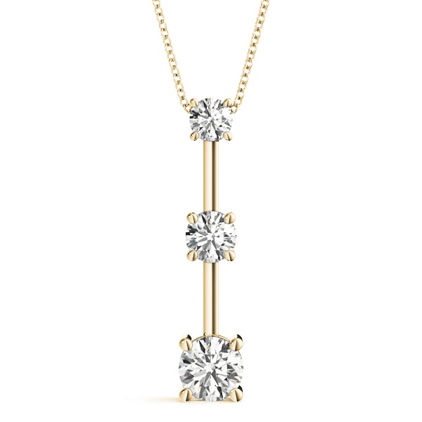 18K Yellow Gold 1 ct tw Three Stone Diamond Pendant