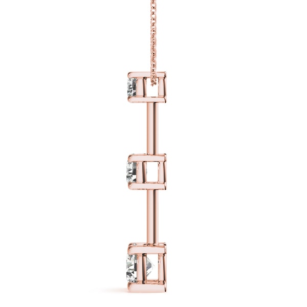 18K Rose Gold 1 ct tw Three Stone Diamond Pendant