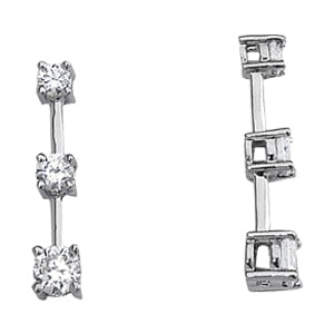 14K White Gold 1 ct tw Three Stone Diamond Pendant