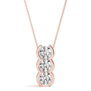 14K Rose Gold 1 ct tw Three Stone Diamond Pendant