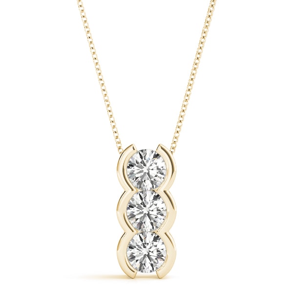 18K Yellow Gold 1 ct tw Three Stone Diamond Pendant