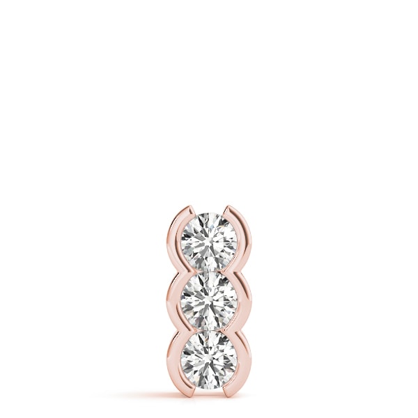 18K Rose Gold 1 ct tw Three Stone Diamond Pendant