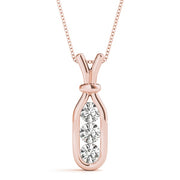18K Rose Gold 1/2 ct tw Three Stone Diamond Pendant