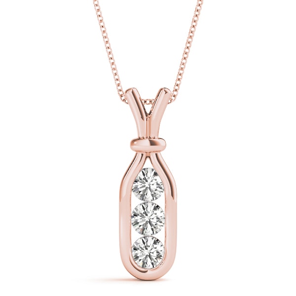 18K Rose Gold 1/2 ct tw Three Stone Diamond Pendant