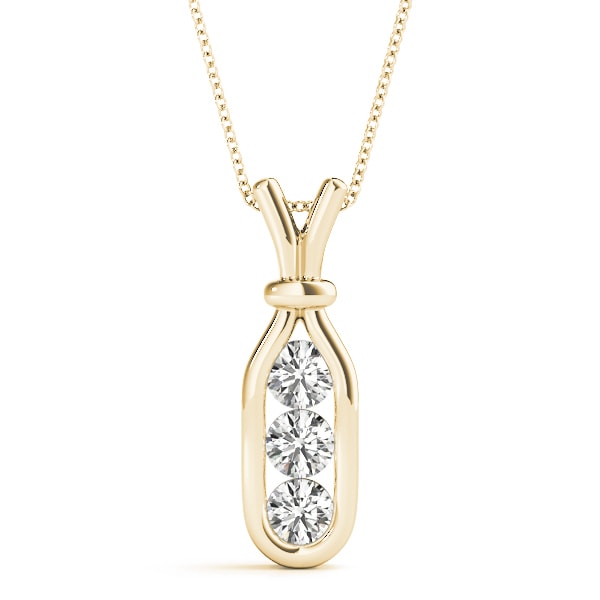 14K Yellow Gold 1/2 ct tw Three Stone Diamond Pendant