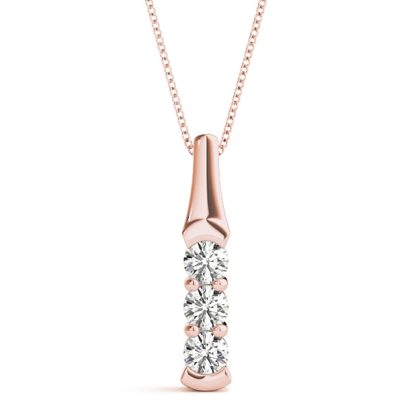 14K Rose Gold 1 ct tw Three Stone Diamond Pendant