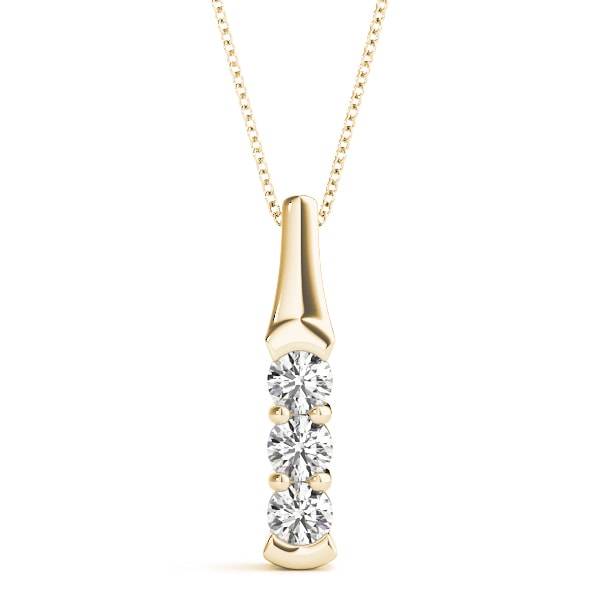 14K Yellow Gold 1 ct tw Three Stone Diamond Pendant