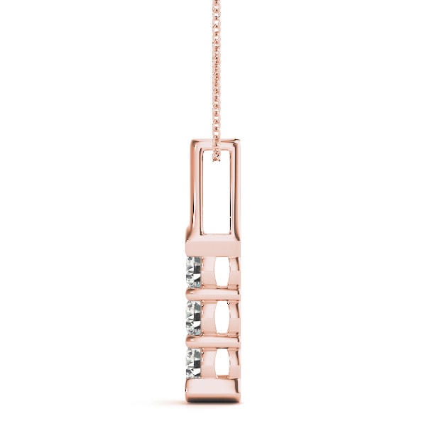 14K Rose Gold 1 ct tw Three Stone Diamond Pendant
