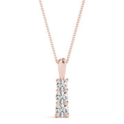 18K Rose Gold 1/3 ct tw Three Stone Diamond Pendant