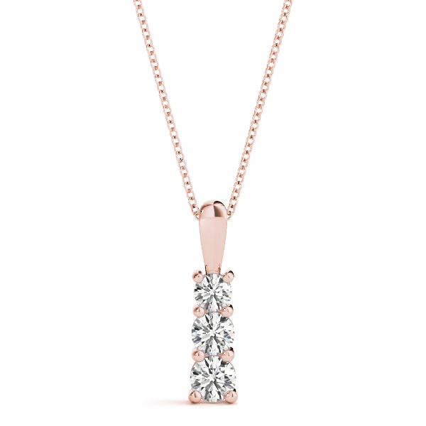 18K Rose Gold 1/3 ct tw Three Stone Diamond Pendant