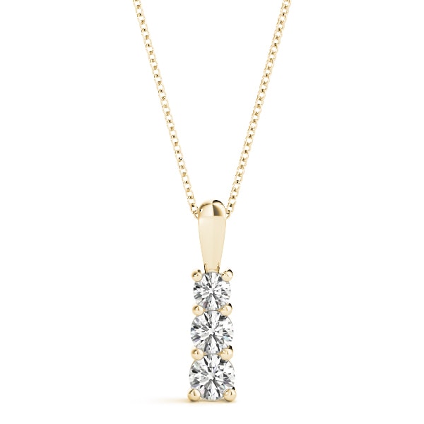 18K Yellow Gold 1/3 ct tw Three Stone Diamond Pendant