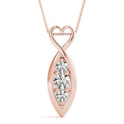 14K Rose Gold 1/2 ct tw Three Stone Diamond Pendant
