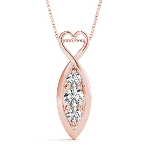 14K Rose Gold 1/2 ct tw Three Stone Diamond Pendant