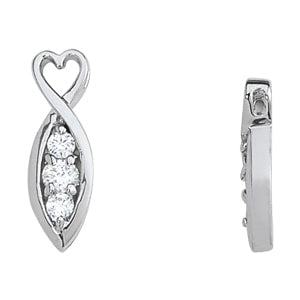 14K White Gold 1/2 ct tw Three Stone Diamond Pendant