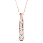 14K Rose Gold 1/2 ct tw Three Stone Diamond Pendant