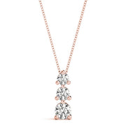 14K Rose Gold 1 ct tw Three Stone Diamond Pendant