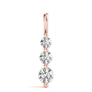 18K Rose Gold 1 ct tw Three Stone Diamond Pendant