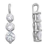 18K White Gold 1 ct tw Three Stone Diamond Pendant