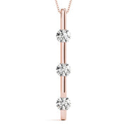 14K Rose Gold 1 ct tw Three Stone Diamond Pendant