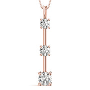 14K Rose Gold 1 ct tw Three Stone Diamond Pendant