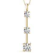 18K Yellow Gold 1 ct tw Three Stone Diamond Pendant