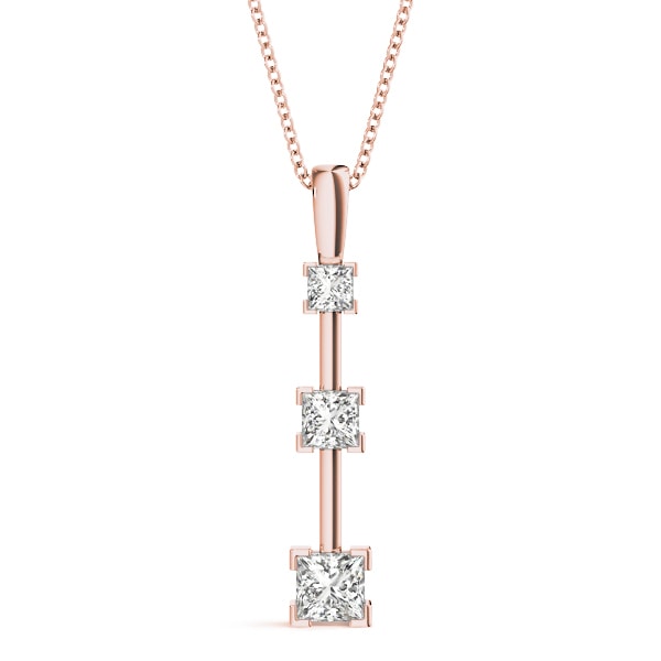 14K Rose Gold 1 1/3 ct tw Three Stone Diamond Pendant