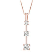 18K Rose Gold 1 1/3 ct tw Three Stone Diamond Pendant