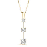 14K Yellow Gold 1 1/3 ct tw Three Stone Diamond Pendant